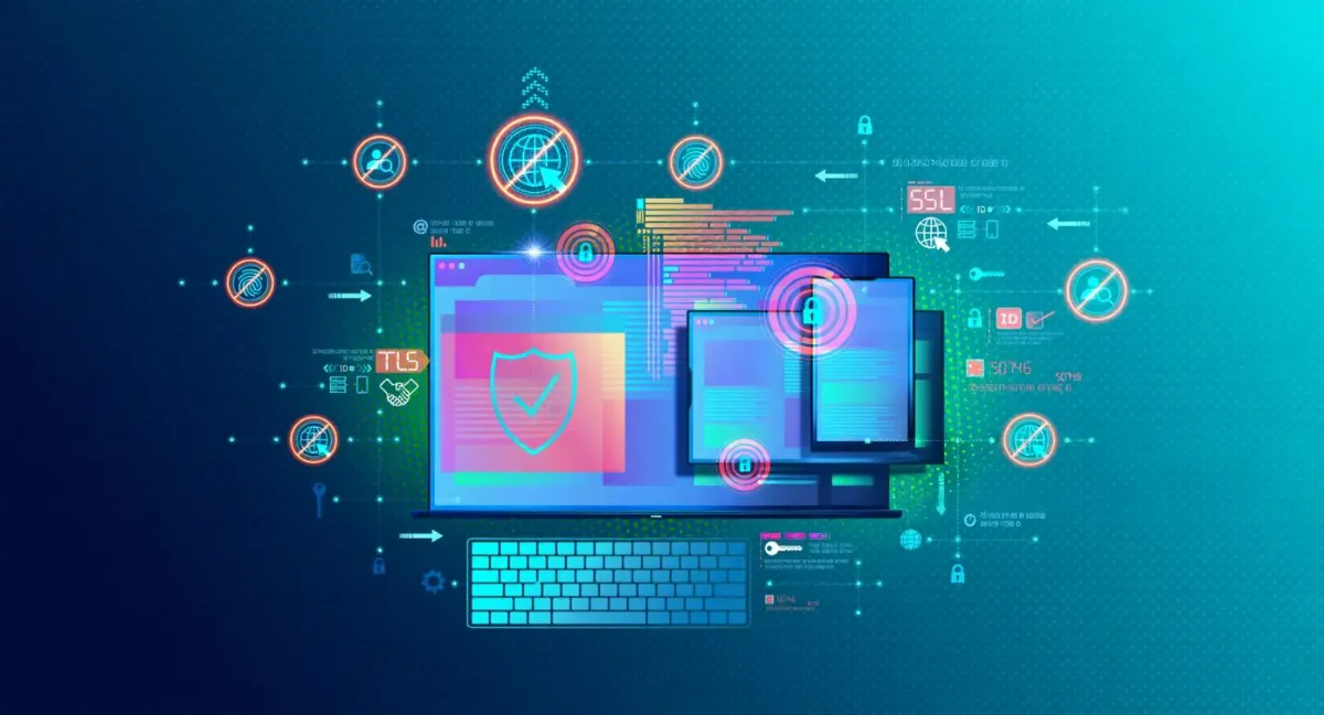 Illustration representing data leakage prevention and privacy dashboard tracking blocks